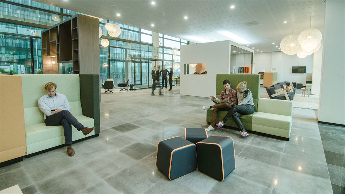 De lobby van zowel Diana als Vesta zijn ook uitermate geschikt voor flexwerkers. 